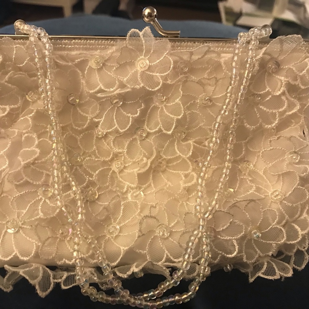 NEW Beautiful La Regale flower Crystal beaded bag, boho chic trendy